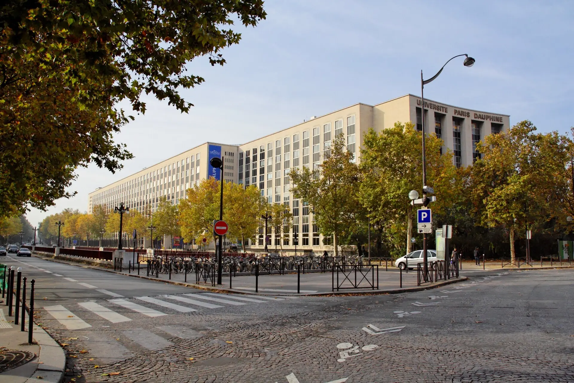The facade of Universite Paris Dauphine seen from the street